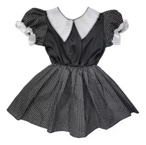 Vestido Disfraz Merlina Addams Niña Halloween Premium 