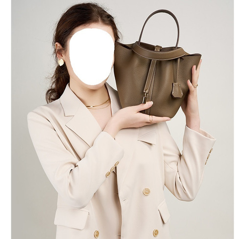 2024 Nuevo Bolso Cuero Genuino Bolso Tipo Cubo Piel Vaca