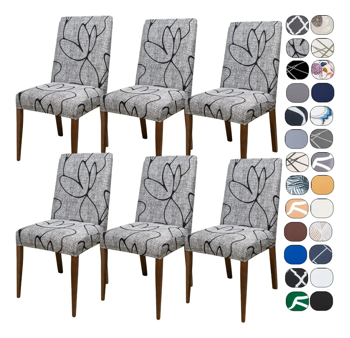 Kit 6 Capa Cadeira Jantar Tecido Importado Spandex Mais Resistente Elástico Cor Tulipa