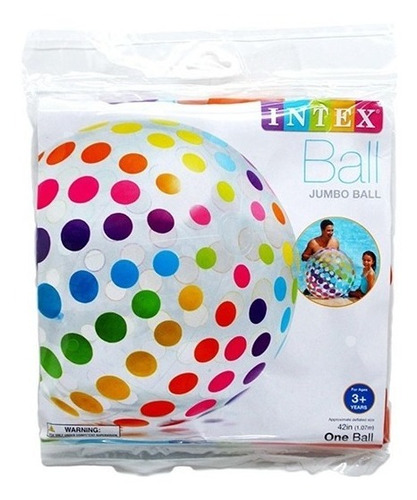 Pelota Inflable Intex Para Pileta Jumbo Reforzada 107 Cm