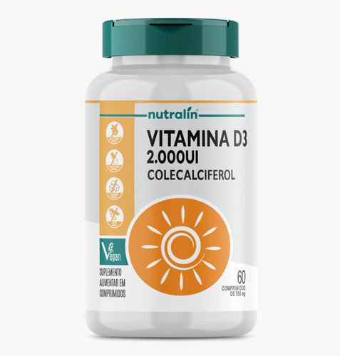 Vitamina D3 2.000ui Colecalciferol 60 Capsulas