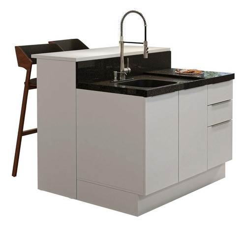 Ilha De Cozinha Com Bancada E Balcão 120 Cm Branco