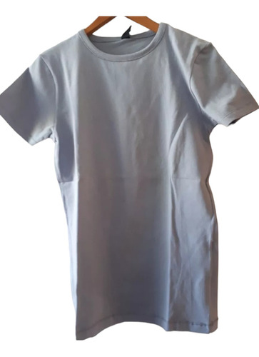 Remera Escote Redondo Elastizada Hering Gris-celeste