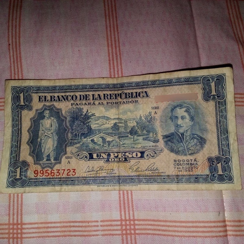 Billete De Un Peso Colombiano 1953
