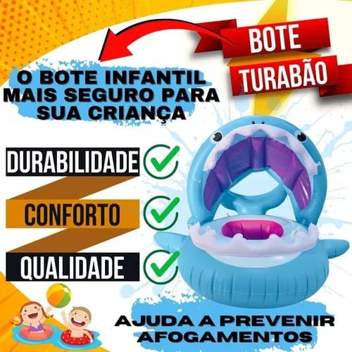 Boia Bebê Inflável Com Cobertura E Proteção Fralda Infantil Cor Azul