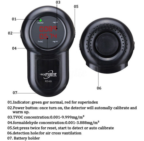 Detector Digital Calidad Aire. De Formaldehído-hcho-tvoc-