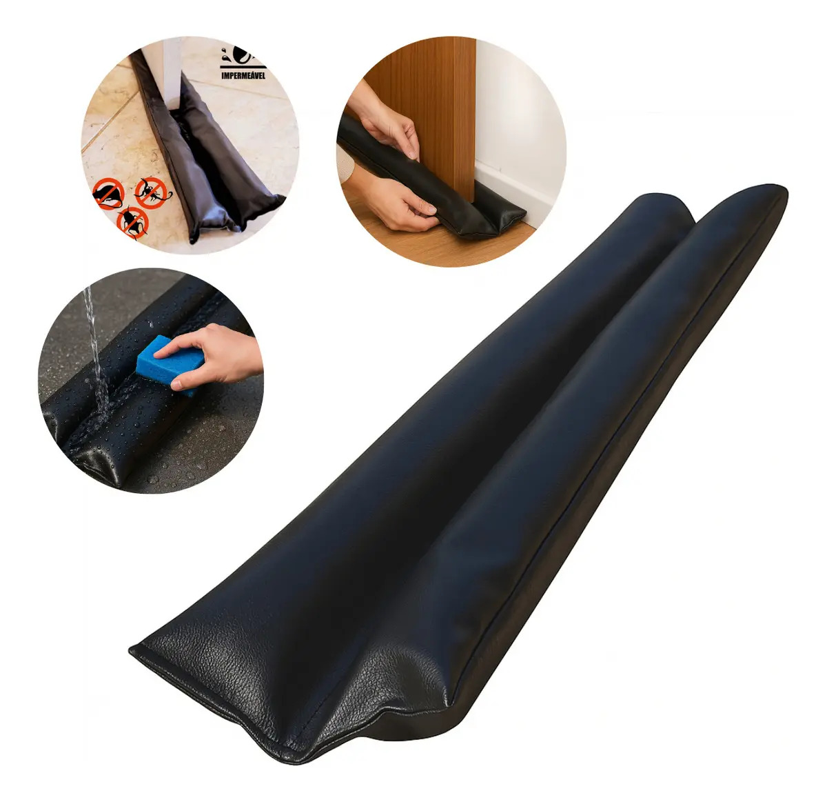 Veda Porta Rolinho 80cm Duplo Protetor Veda Fresta Água Vento Anti Inseto Impermeável Protetor De Porta