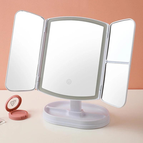 Espejo Tocador Maquillaje Profesional Aumento Led Plegable