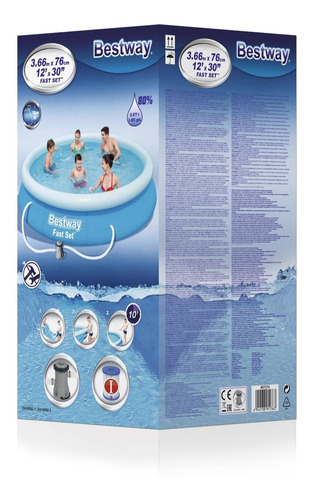 Pileta Inflable Fast Set Bestway 5377lts Con Bomba 57274