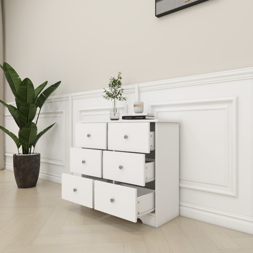 Mueble Buro Organizador Cómoda 6 Cajoneras Multiuso Blanco
