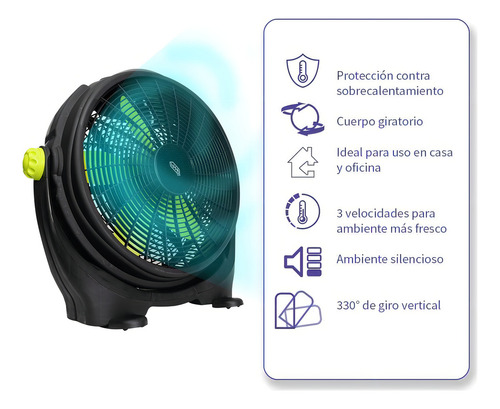 Ventilador De Piso Iusa127v Con Tres Velocidades Color Negro