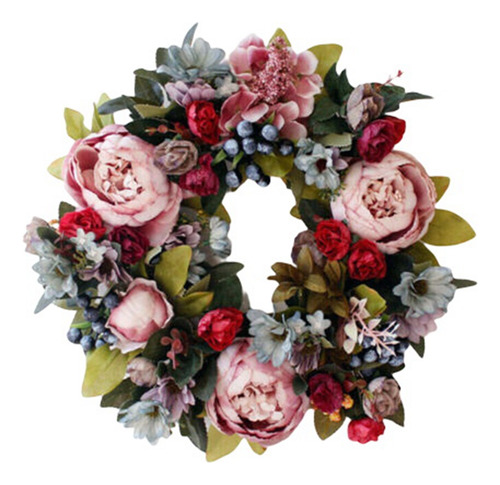Corona Retro De Peonía Con Raíz De Loto, Flor De Seda, Decor