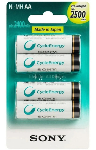 4 Pilhas Sony Recarregável Aa 2500mah Original + Nota Fiscal