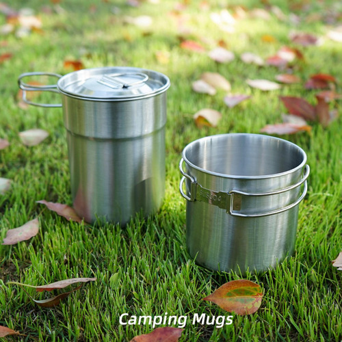Kit De Tazas De Camping Portátil De 2 Piezas Con Asas