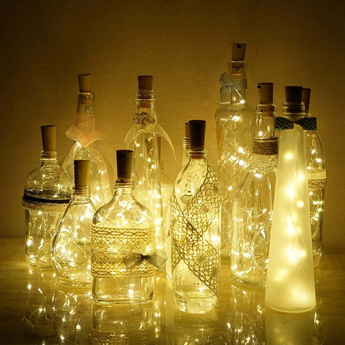 Corcho Con Tira De 20 Luces Led Para Botellas 2m 10 Uds.