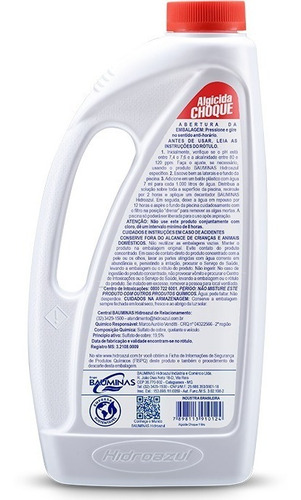 Imagem 2 de 2 de Algicida Choque 1 Litro - Hidroazul