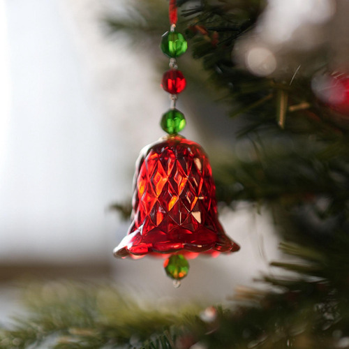 Decoración De Árbol De Navidad, Colgante De Cristal Rojo