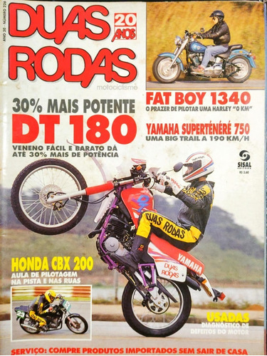 Revista Duas Rodas Nº226 Fat Boy 1340 Superténéré 750 Dt 180