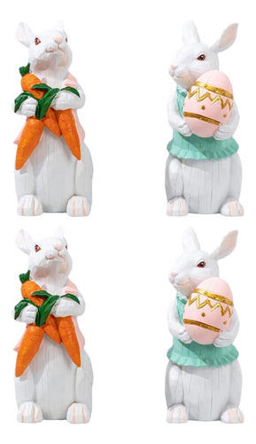 4 Piezas Lindo Conejo De Pascua Estatua Estatuilla