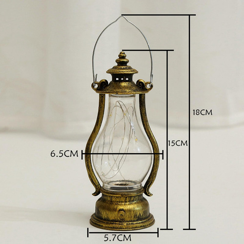 Lâmpada Led Lanterna A Óleo Ouro Bronze 5,7 Cm X 15 Cm