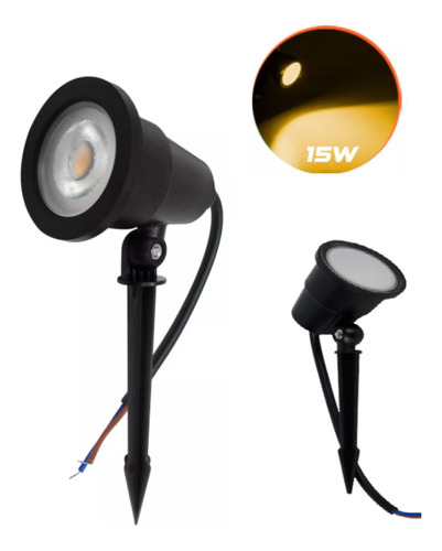 Kit 10 Espeto Led 15w Iluminaçao Jardim Prova Dágua Ip67 Luz Branco-quente
