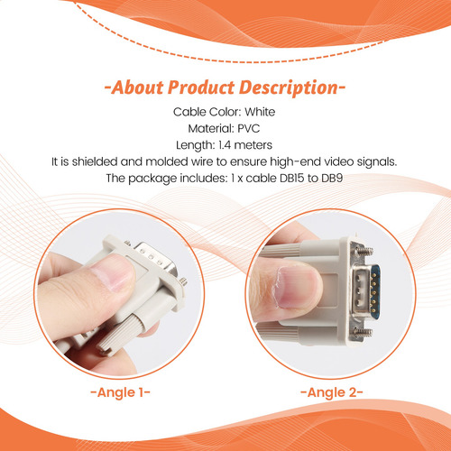 Cable Adaptador Vga Db15 Macho A Rs232 Db9 Pines Macho/video