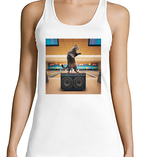 Musculosa Mujer Gato Bailando En Un Amplificador Dance