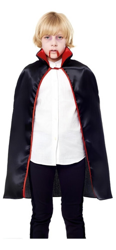 Capa Vampiro Negra Disfraz Halloween Niños.