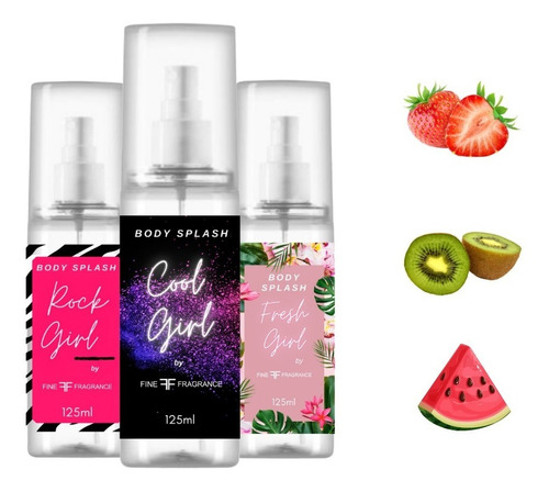 3 Body Splash De 125 Ml Cada Uno. Aroma Fresa, Kiwi Y Sandia