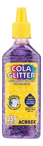 Acrilex Cola Colorida Com Glitter 35g Lavável Cor Lilás
