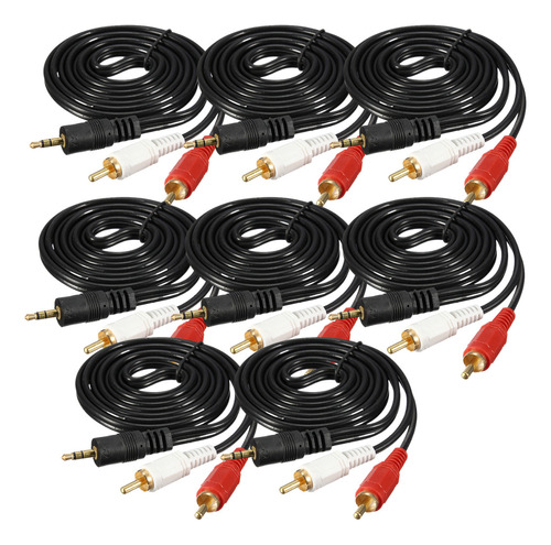 Pack 10 Cables Auxiliar 3.5mm A Rca Macho Estéreo 1,5mts 