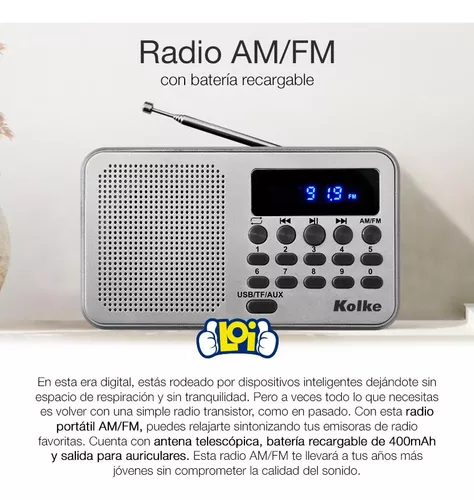 Radio Am/fm Batería Recargable Entradas Usb Aux Microsd Loi