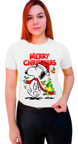 Polera Navideña Snoopy Merry Christmas Navidad Familiar C-89
