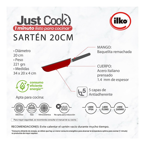 Set Juego 3 Sartenes Antiadherentes 20 24 Y 30cm Ilko