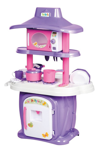 Cozinha Infantil Com Pia E Água Fogão + Forninho + Panelinha Cor Rosa