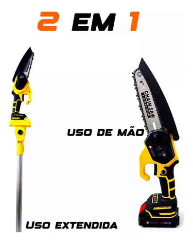 Mini Motosserra A Baterias 30v Com Cabo Extensor Adaptativo