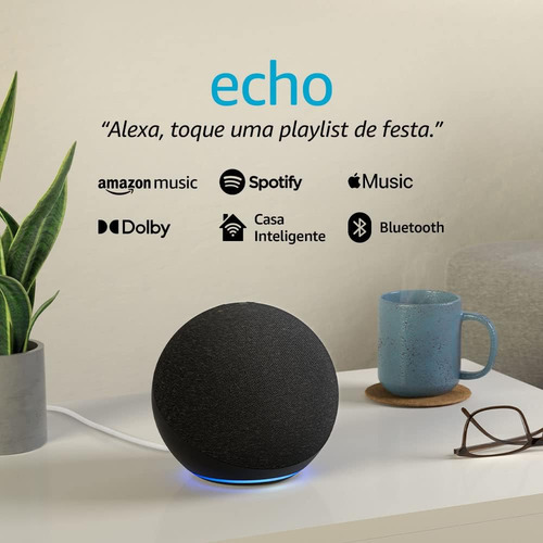 Smart Speaker Echo 4a Geração Com Alexa Preta Amazon 127/220 Preto