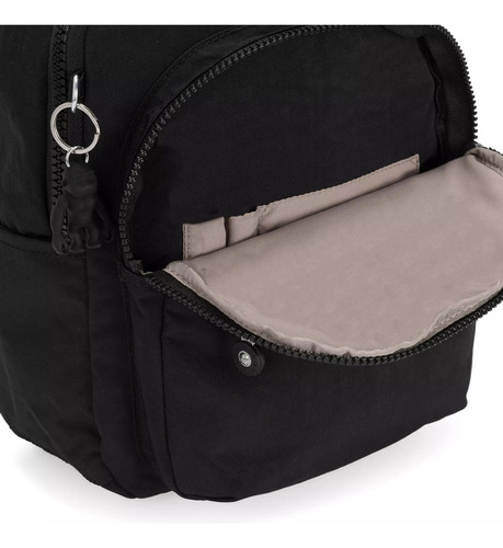 Backpack Kipling Seoul Small Mochila Chica Compartimento Tablet Color Black Noir Diseño De La Tela Liso