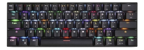 Teclado gamer bluetooth Motospeed CK62 QWERTY Outemu Blue inglés US color negro con luz RGB