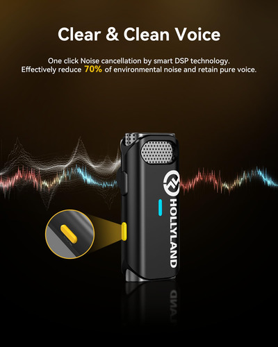 Microfone De Lapela Sem Fio Hollyland Lark M1 Com Noise Canc