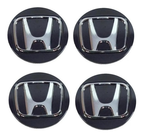 X4 Set Tapas Centro De Honda 70mm Negro
