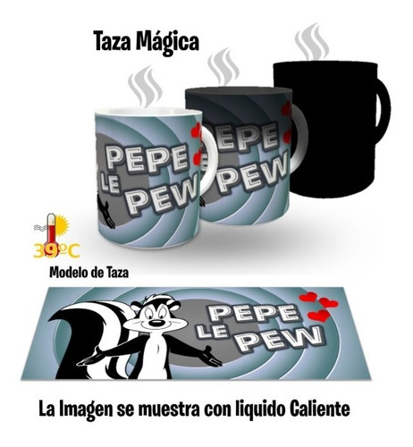Taza Magica De Ceramica 320 Ml, Pepe Le Pew