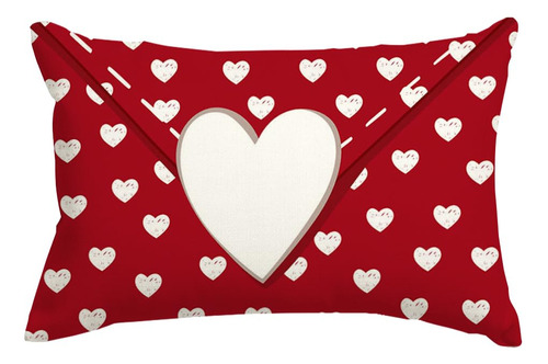 Funda De Almohada Roja De San Valentín Con Diseño De Corazón