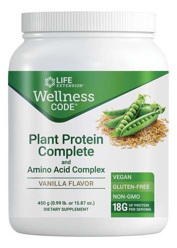 Plant Protein Life Extension Wellness Code Organic, 18 G