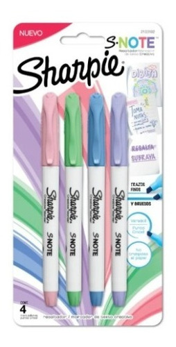 Sharpie Note X4 Colores Pastel Resaltador Marcador Fibras