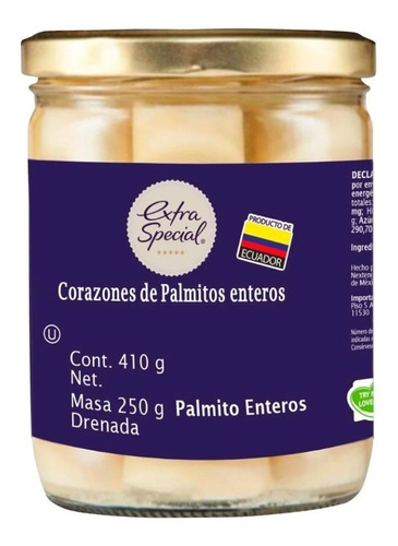 Corazones De Palmitos Extra Special Enteros 410 Gr