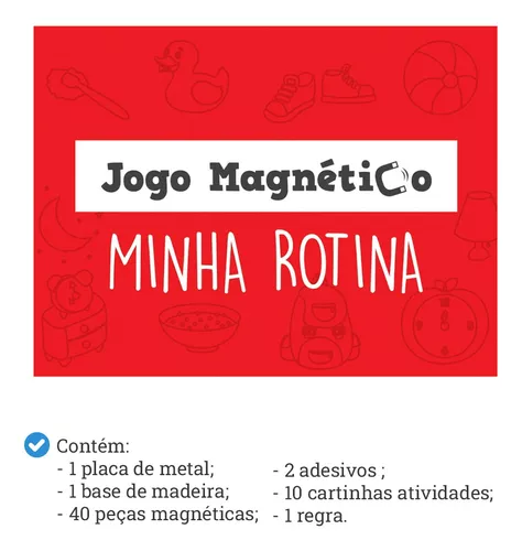 Jogo Infantil Educacional Minha Rotina 40 Peças Magnéticas