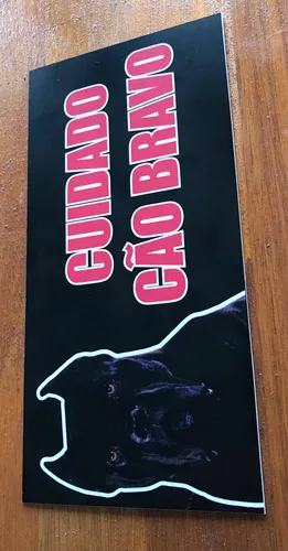 Placa Advertência Cuidado Cão Bravo Personalizado