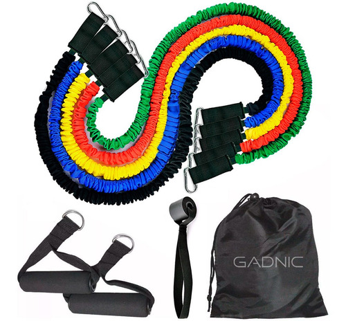 Set Kit 5 Bandas Fitness 9piezas Accesorios Ejercicio