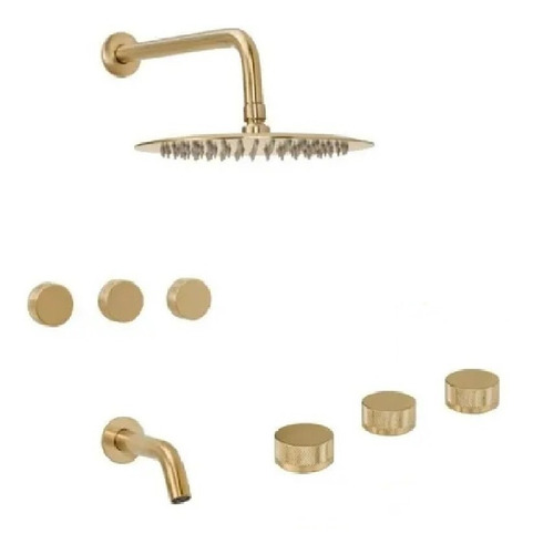 Combo Grifería Peirano Fabric Dorado Bidet + Ducha Embutir
